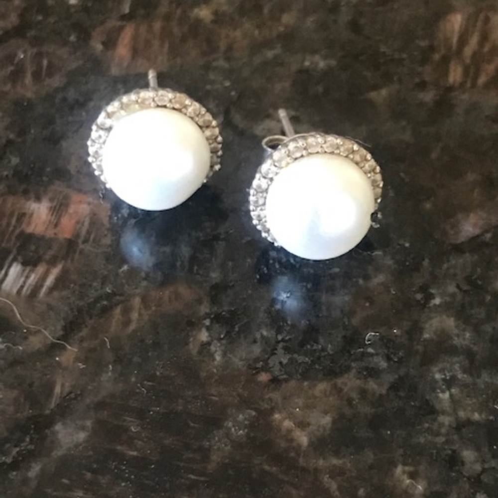 Women's Large Pearl Earrings with CZs